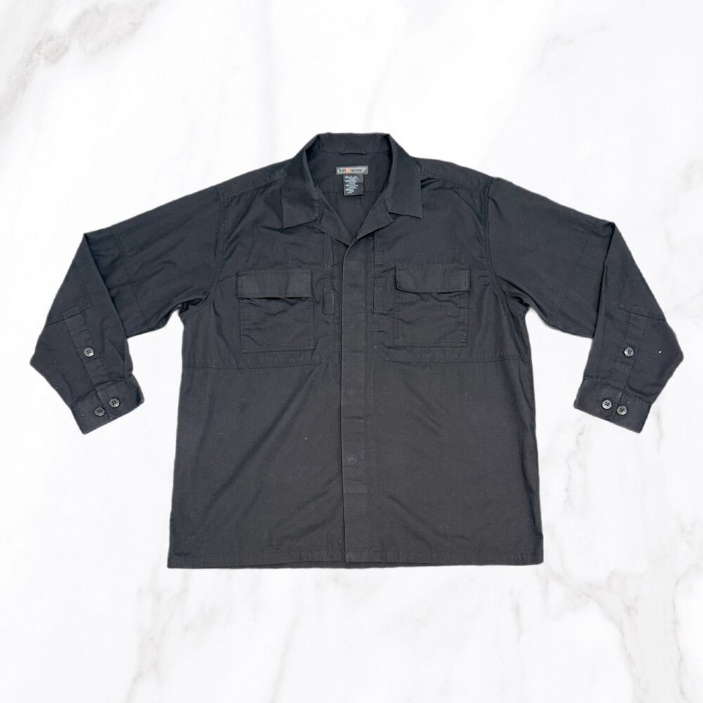 5.11 Tactical Men's Black Long Sleeve Utility Shirt, Size XL - Picture 2 of 7